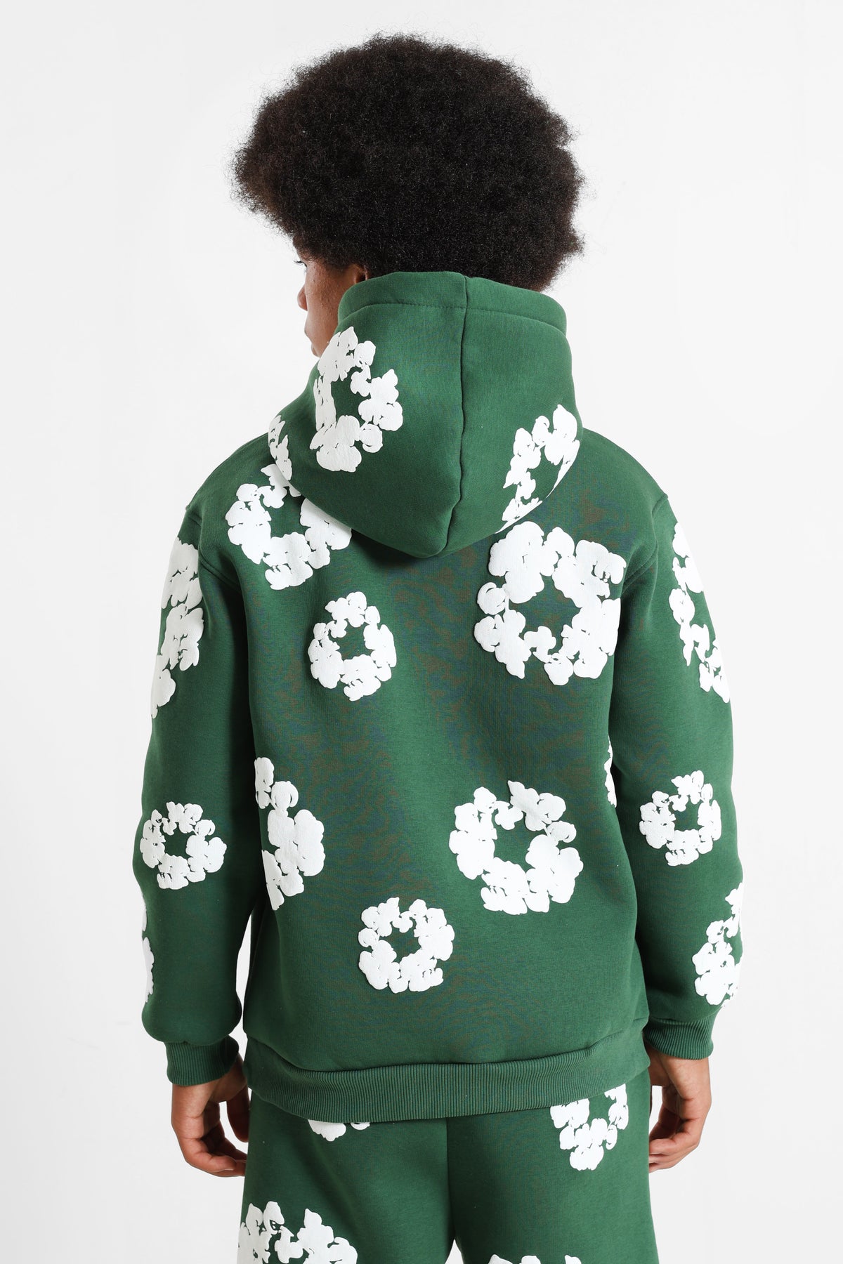 Kapuzensweatshirt - Forest Green + White