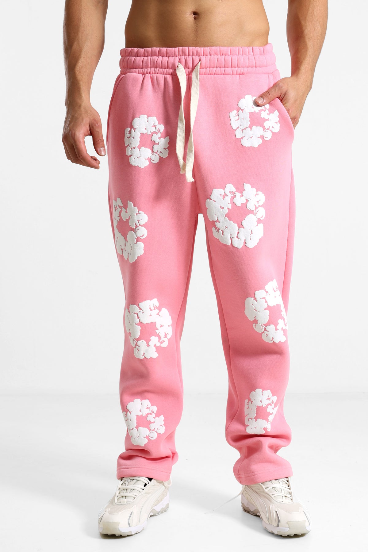 Pantaloni in felpa - Pink + White