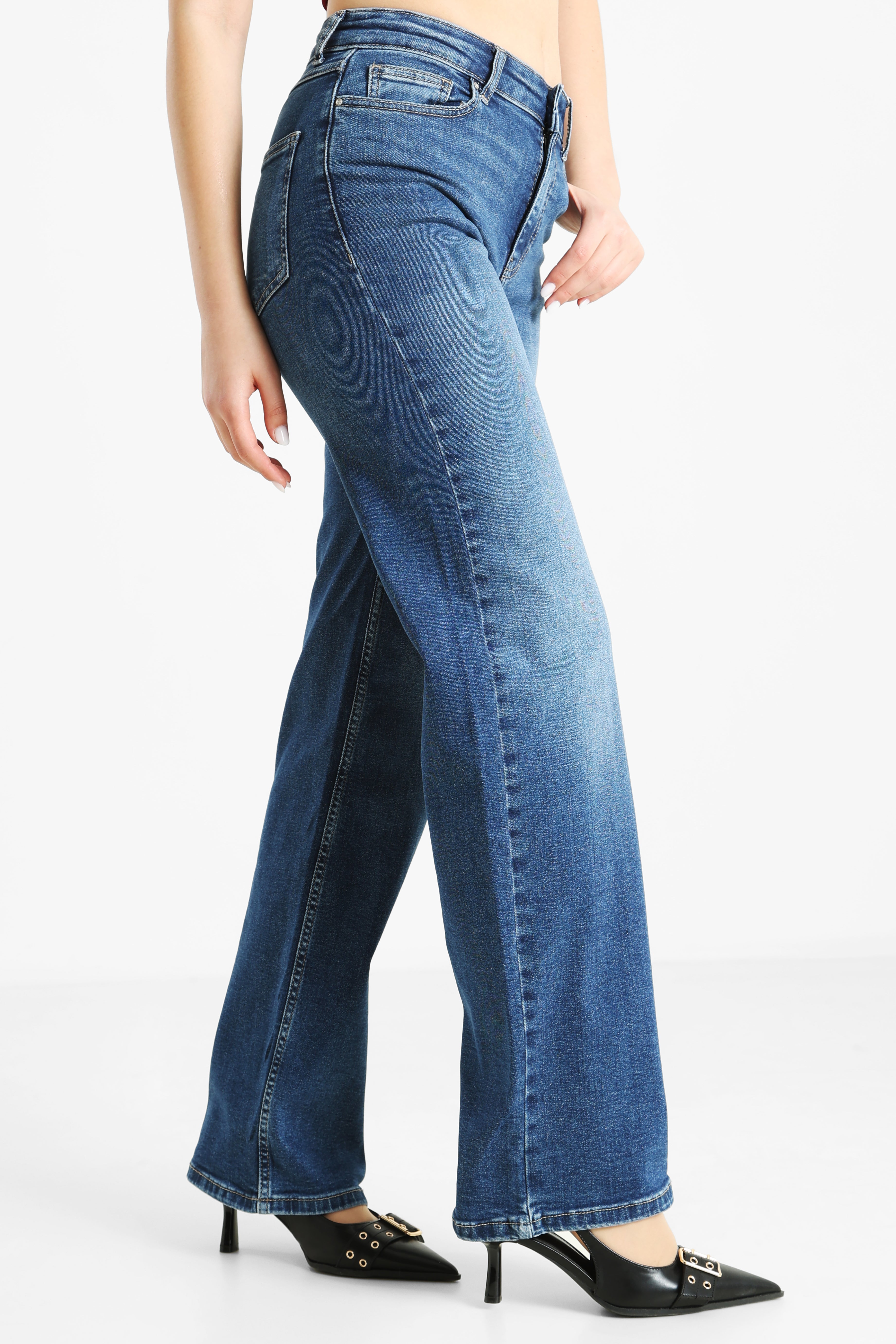 ONLLUNA jean wide leg L32 - Dark Blue Denim