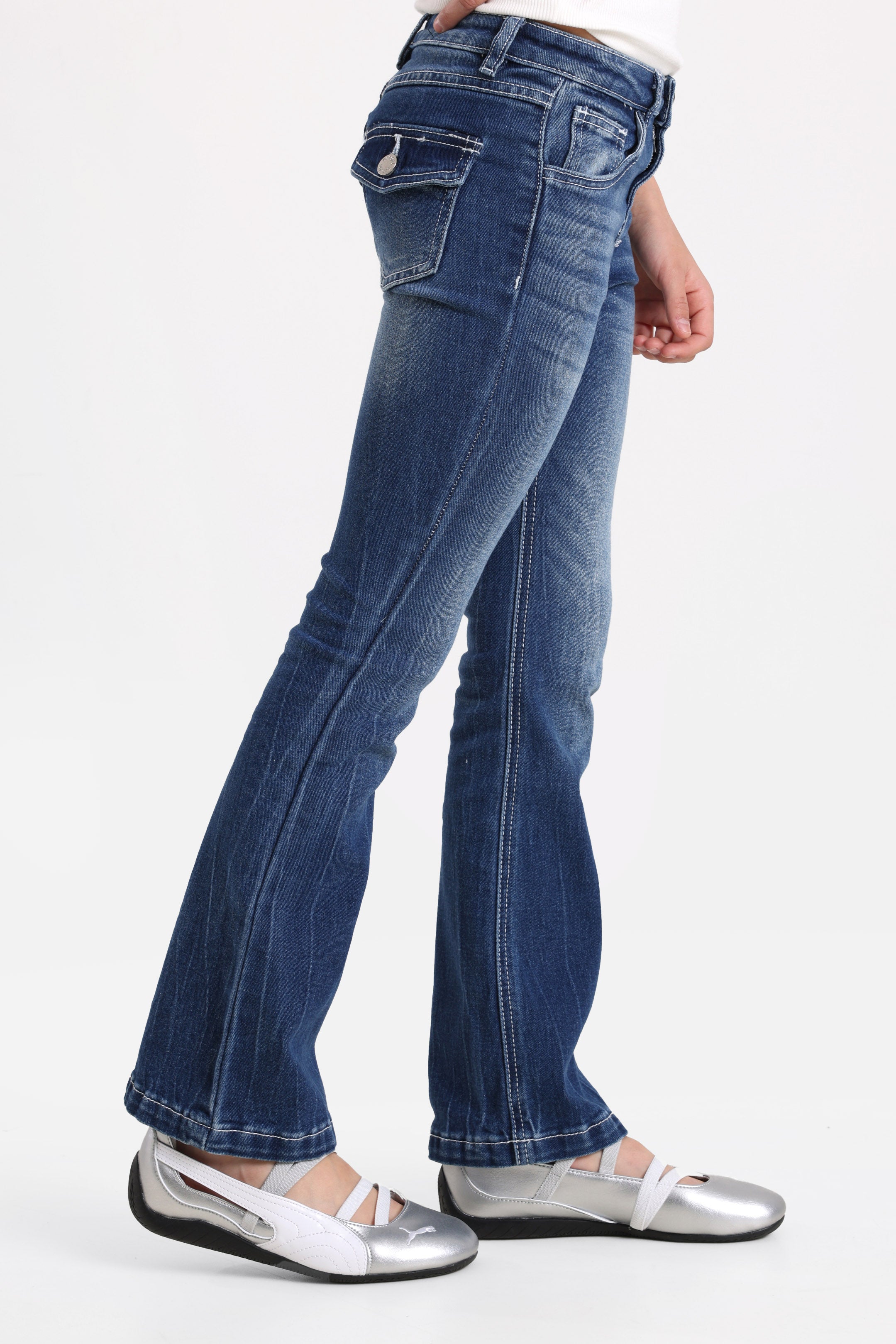 Flare Jeans - Dunkelblau Gewaschen