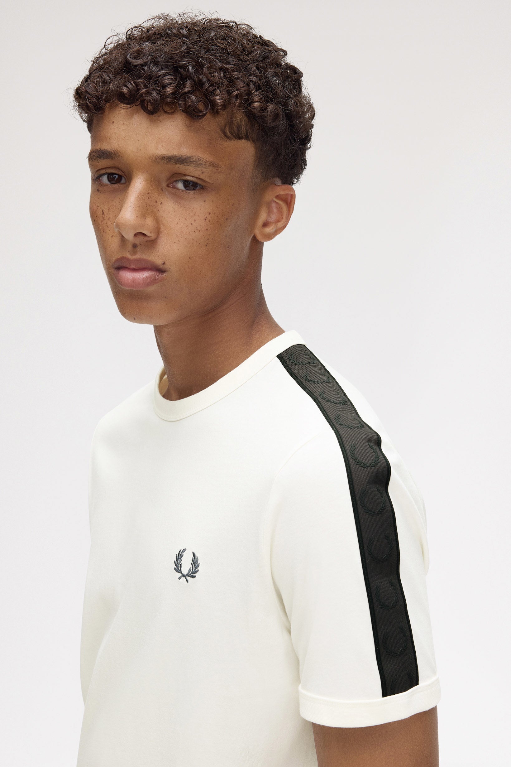 Contrast Tape Ringer T-Shirt - Ecru