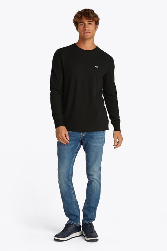 Shirt manches longues en tissu gaufré - Black