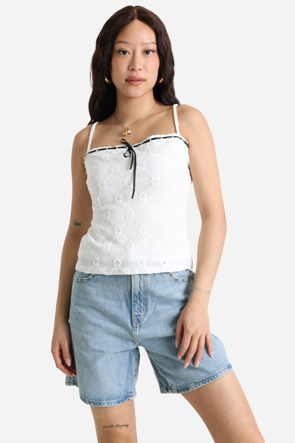 Strick Crop Trägertop - Weiss