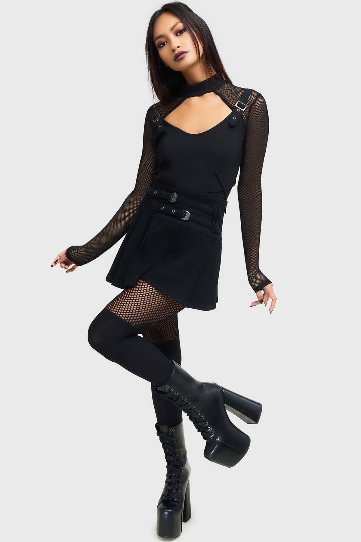 Techtrash long-sleeve cropped shirt - Black