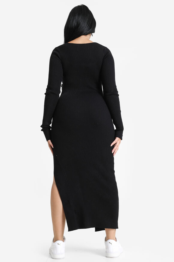 Ribbed knit midi dress - black