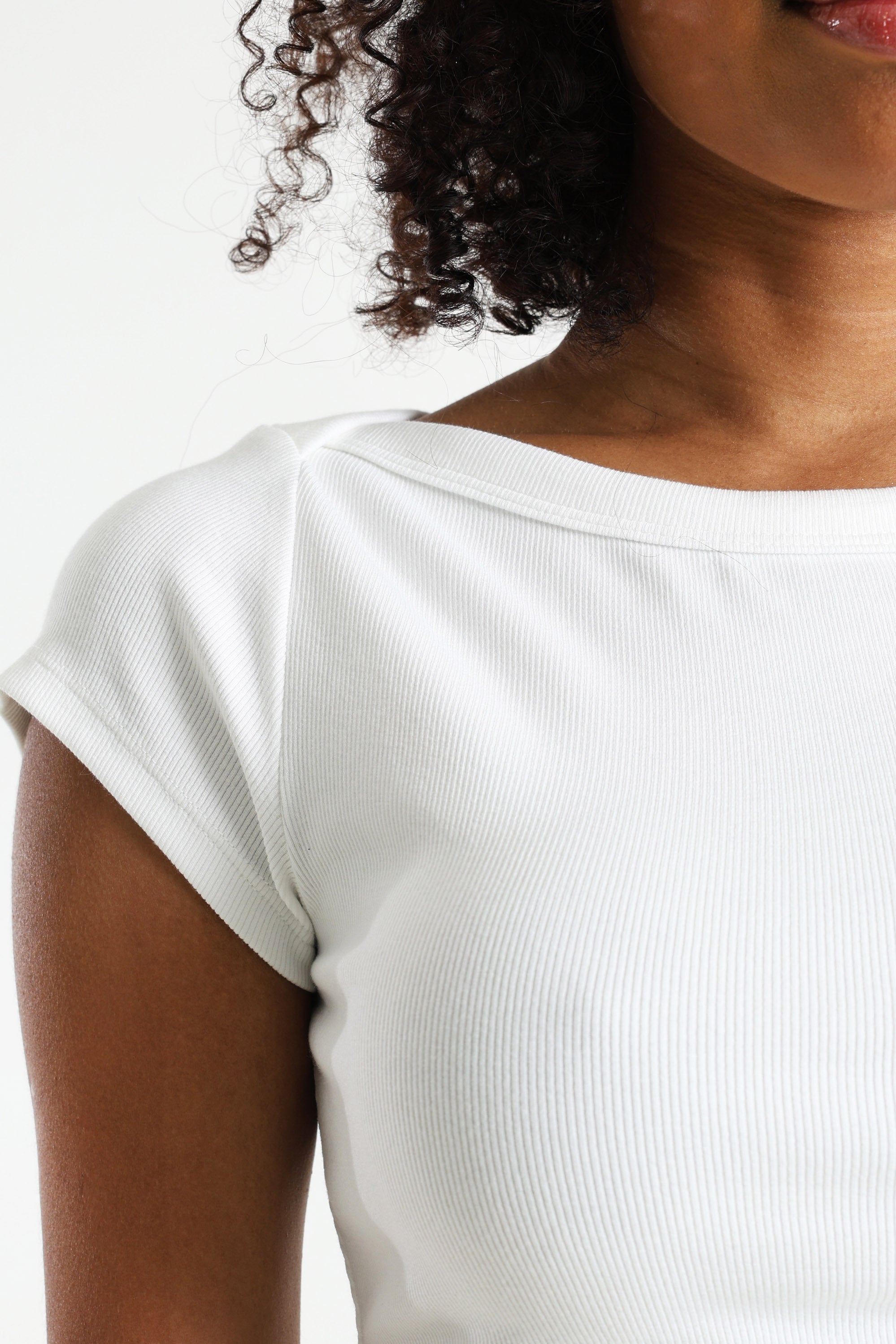 T-shirt corta a coste - Ecru