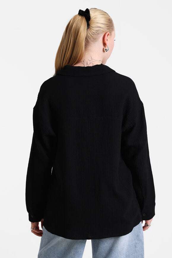Chemise oversize en mousseline - Noir