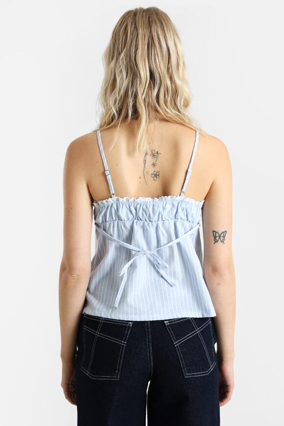 Top con spalline - azzurro + bianco