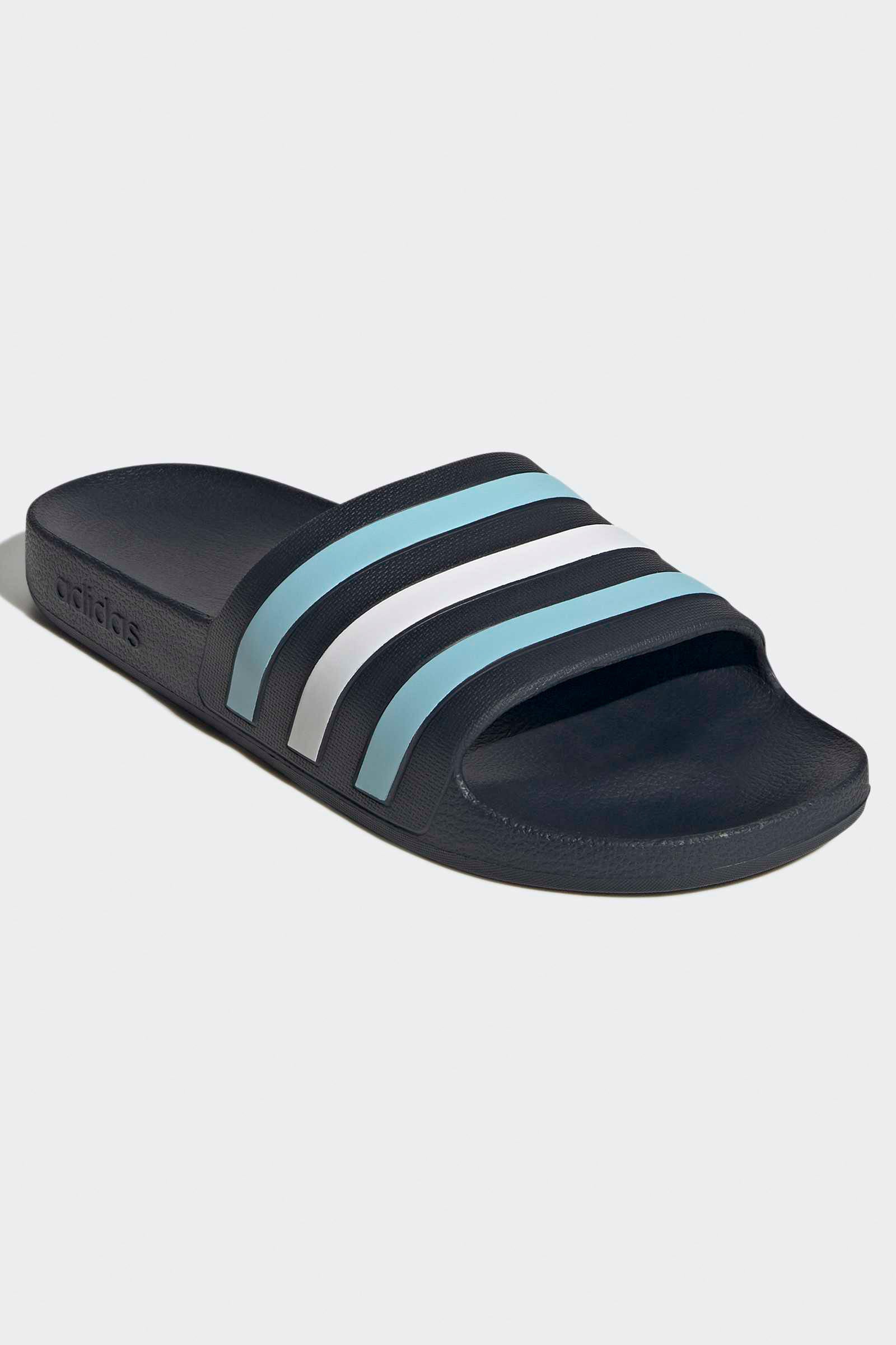 Adilette Aqua Pantoletten - Night Navy + Icey Blue + Footwear White
