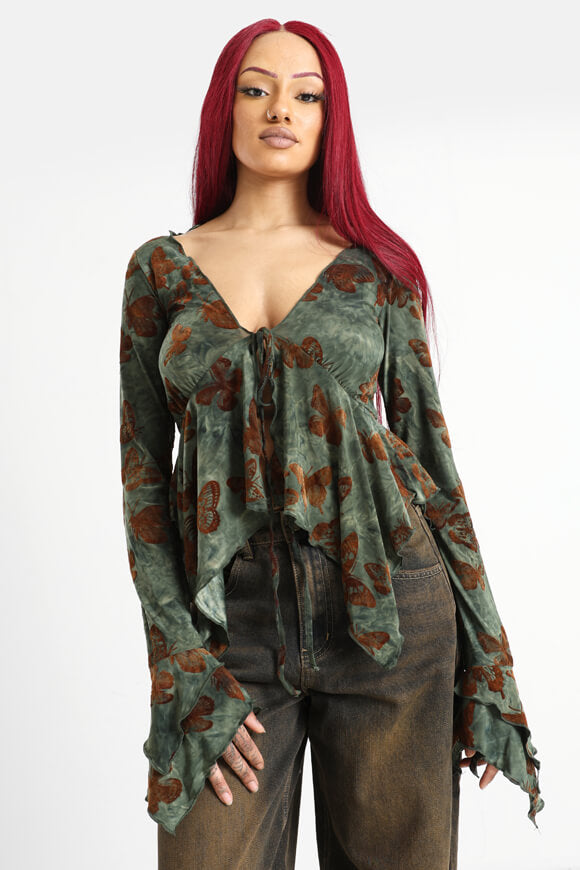 Camicetta - verde + marrone