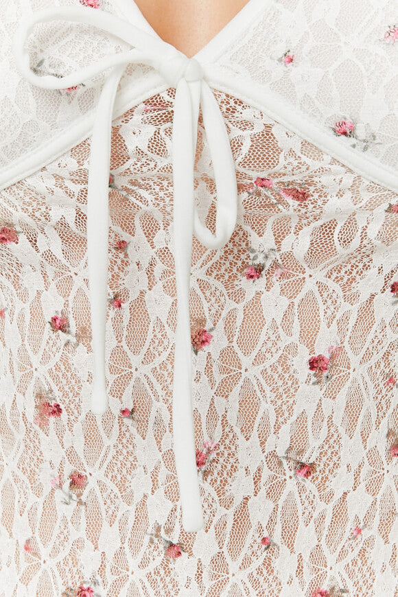 Spitzen Crop T-Shirt - Offwhite