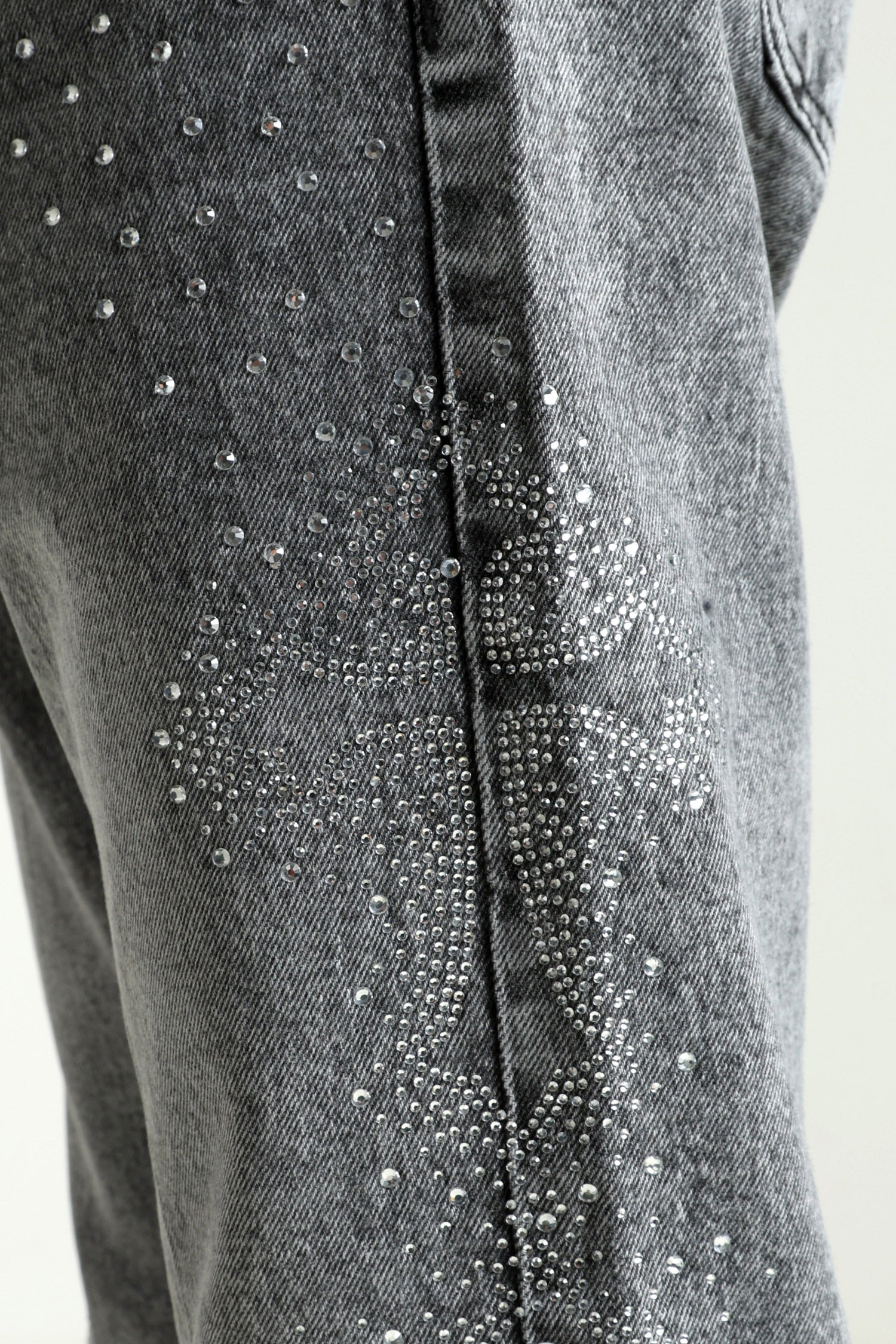 Jean loose fit avec strass - Black Washed