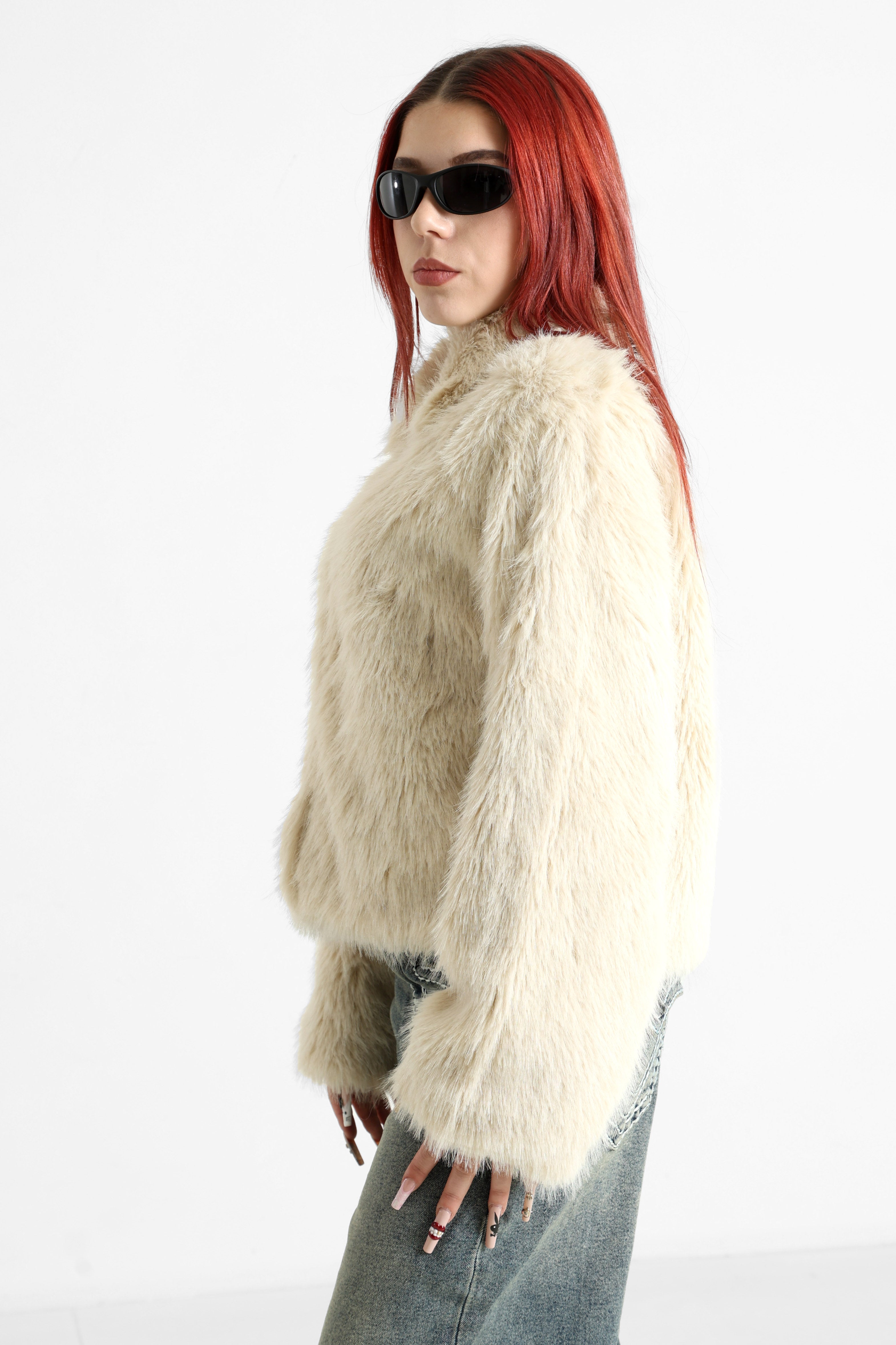 PCJILLA synthetic fur jacket - Birch