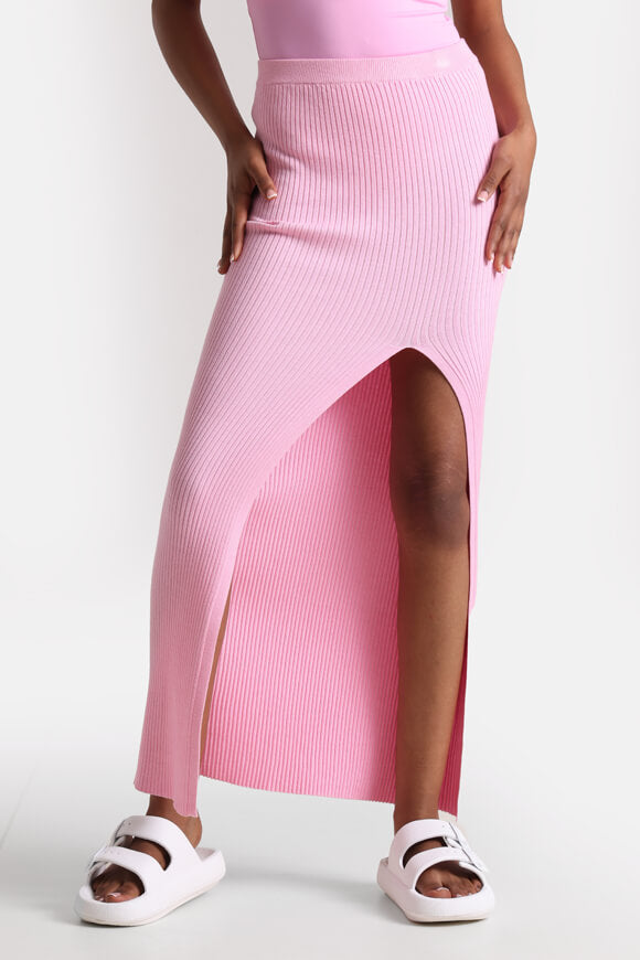 Gerippter Maxi Strickrock - Rosa