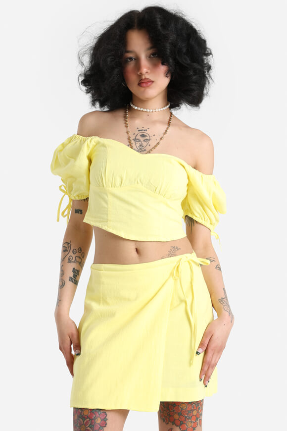 Off Shoulder Crop T-Shirt - Yellow