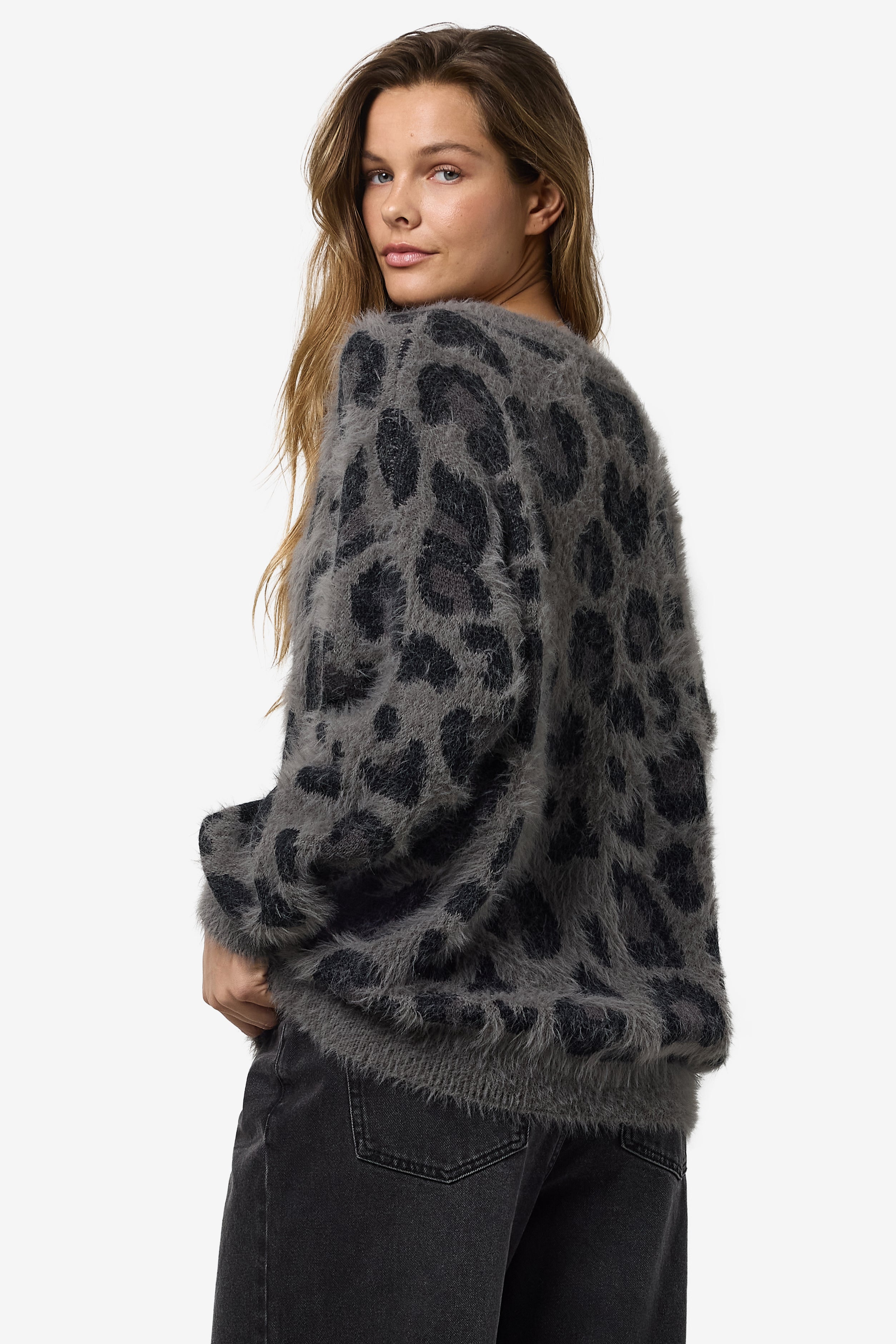 NMFLYNN Hairy Cardigan - Charcoal Grey