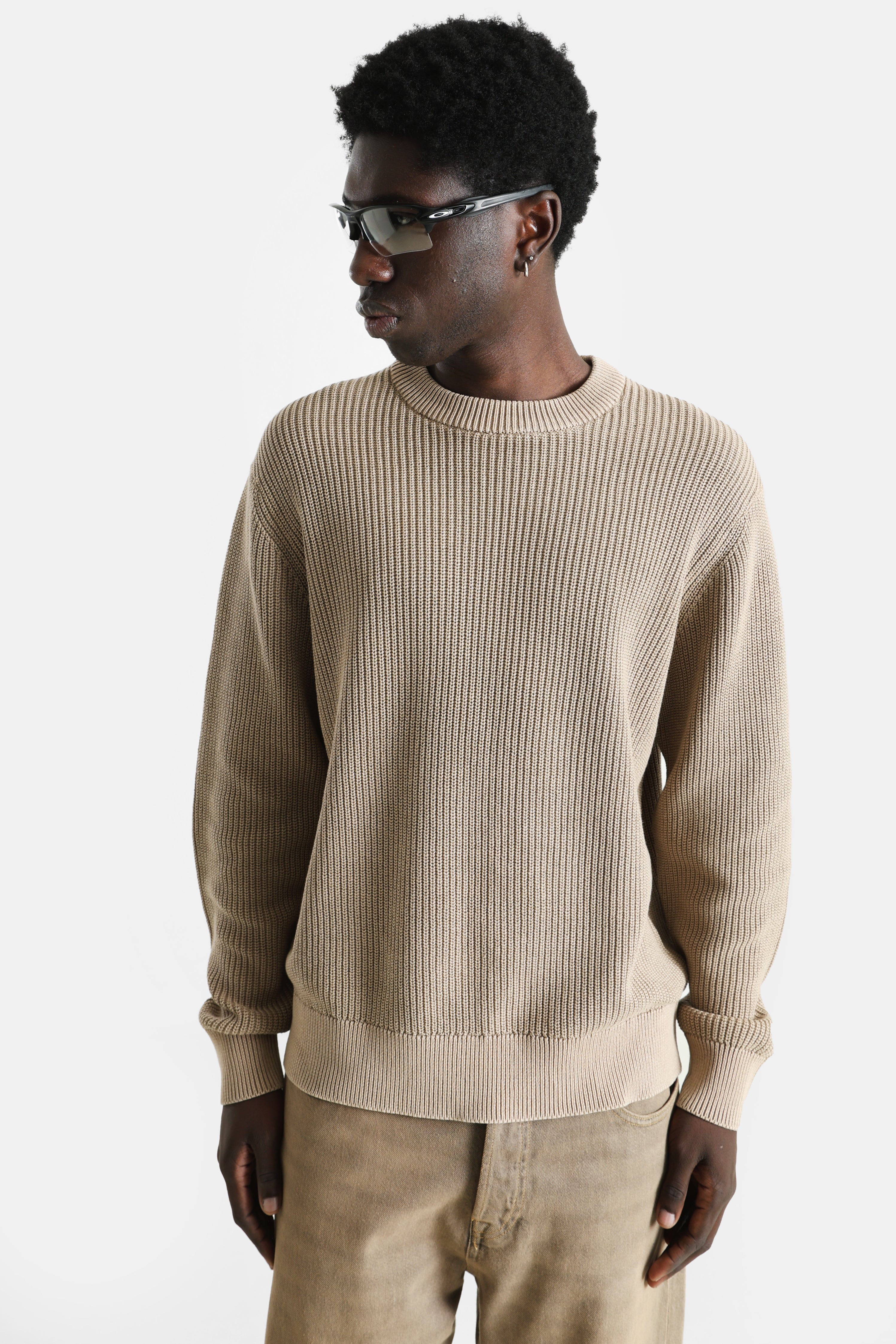 JCOMOTION pull en tricot côtelé - Desert Taupe