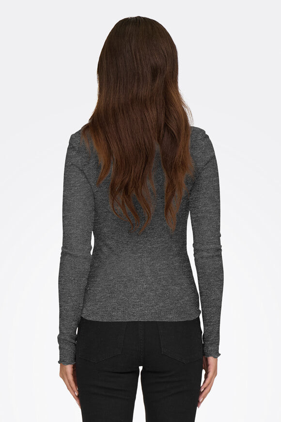 T-shirt à manches longues côtelé Sillie - Dark Grey Melange