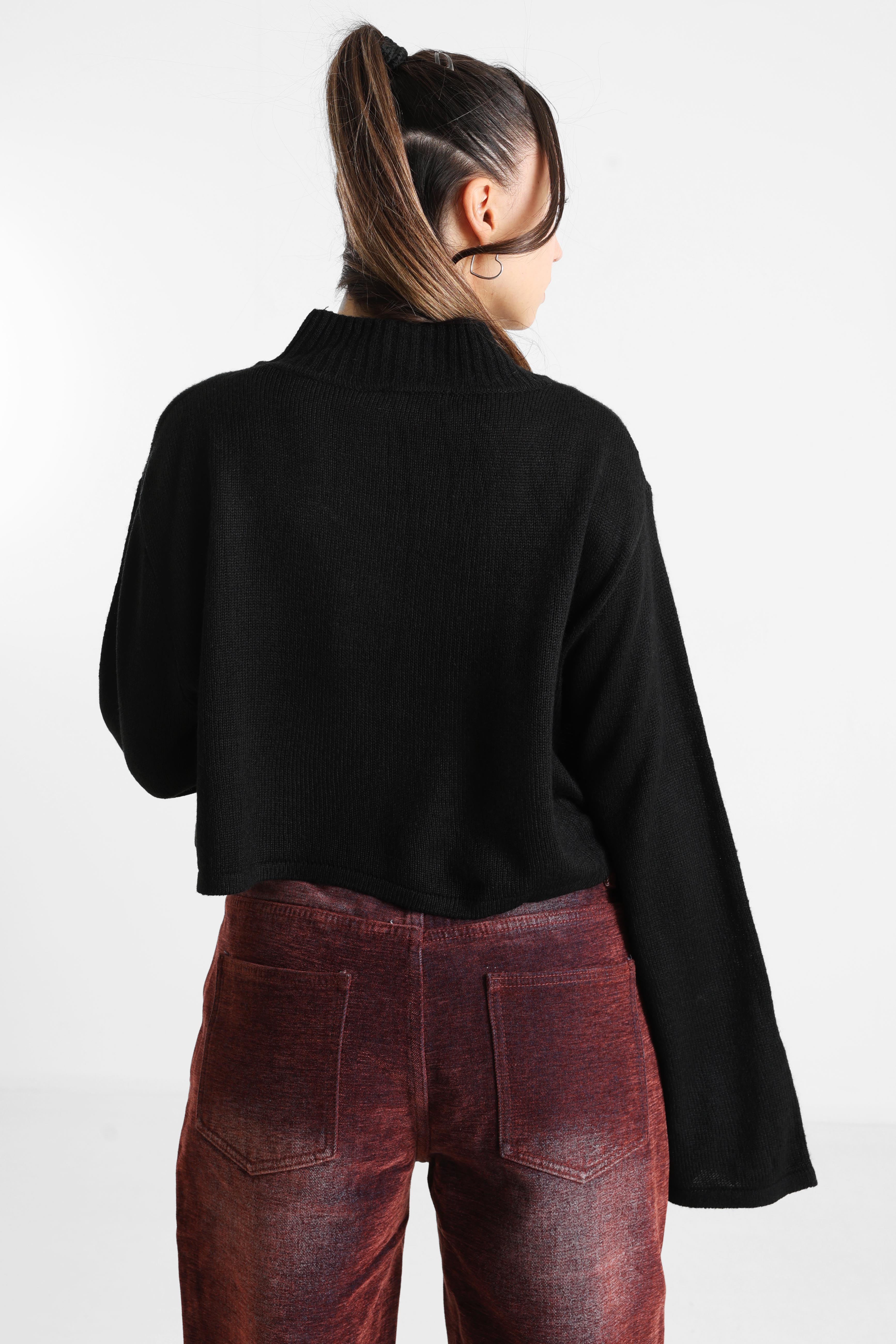 Amoret - Maglia in maglia con crop - Nero