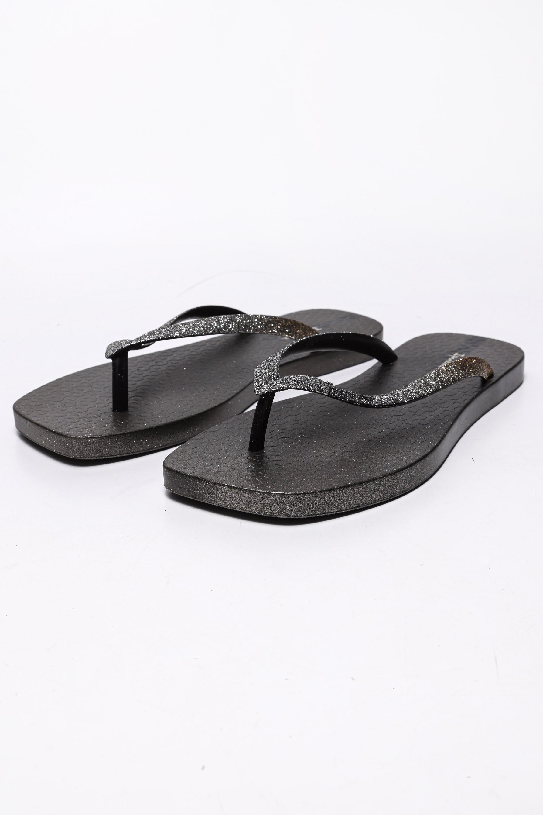 Flip Flops - Metallic Black + Glitter