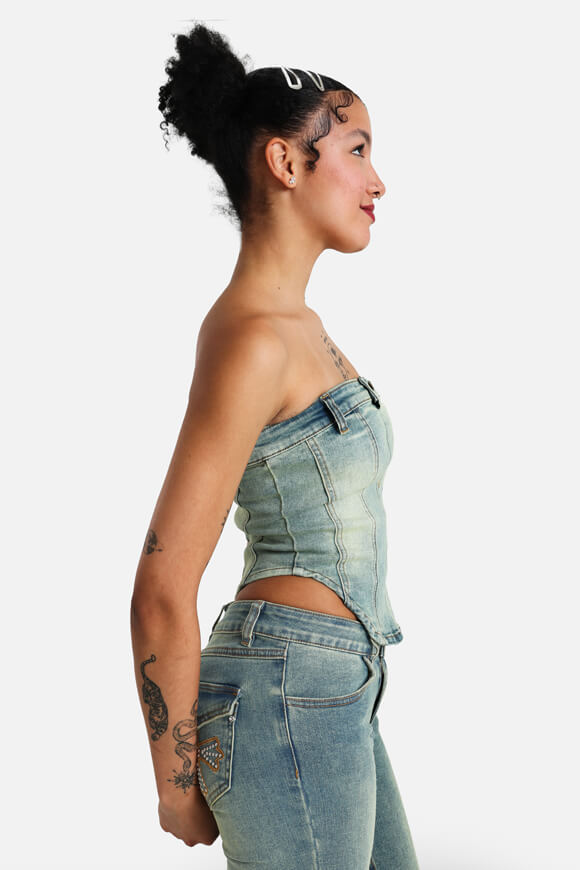 Top corsetto in jeans - Blu slavato
