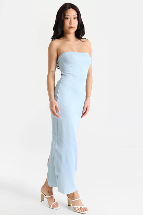 Ribbed bandeau maxi dress - light blue