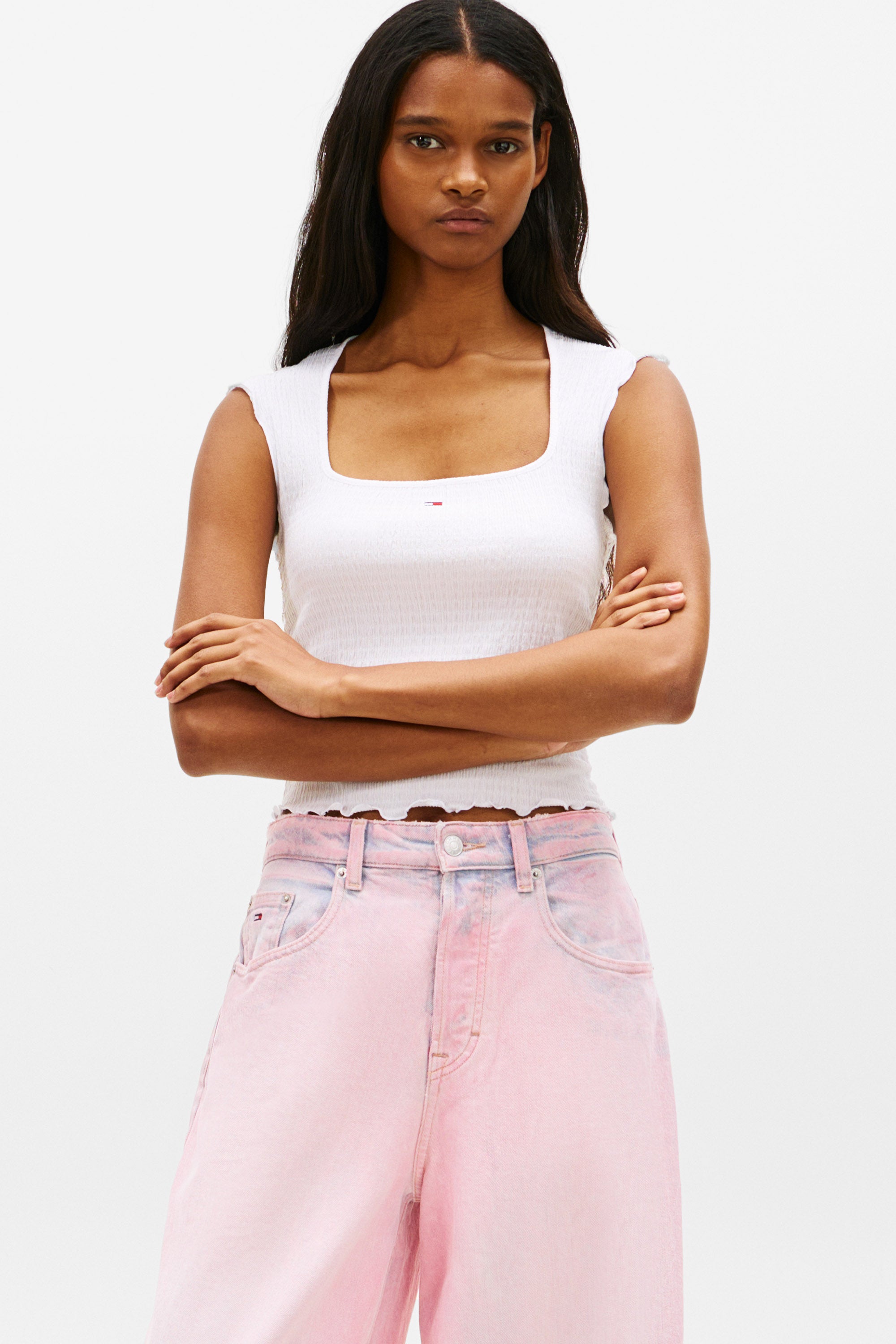 Top court en tissu structuré - Off White