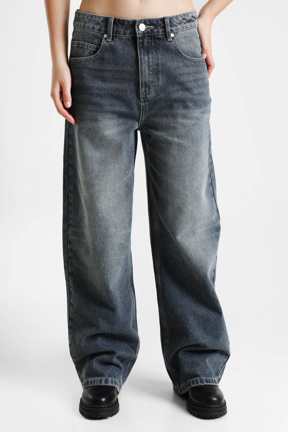 Baggy Jeans - Gewaschen Grau