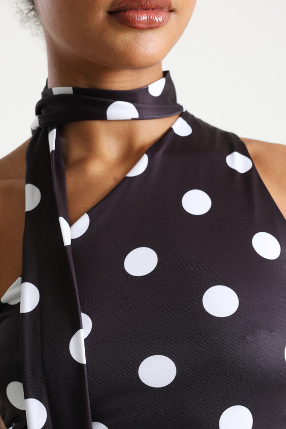 One Shoulder Crop Top - Black + White