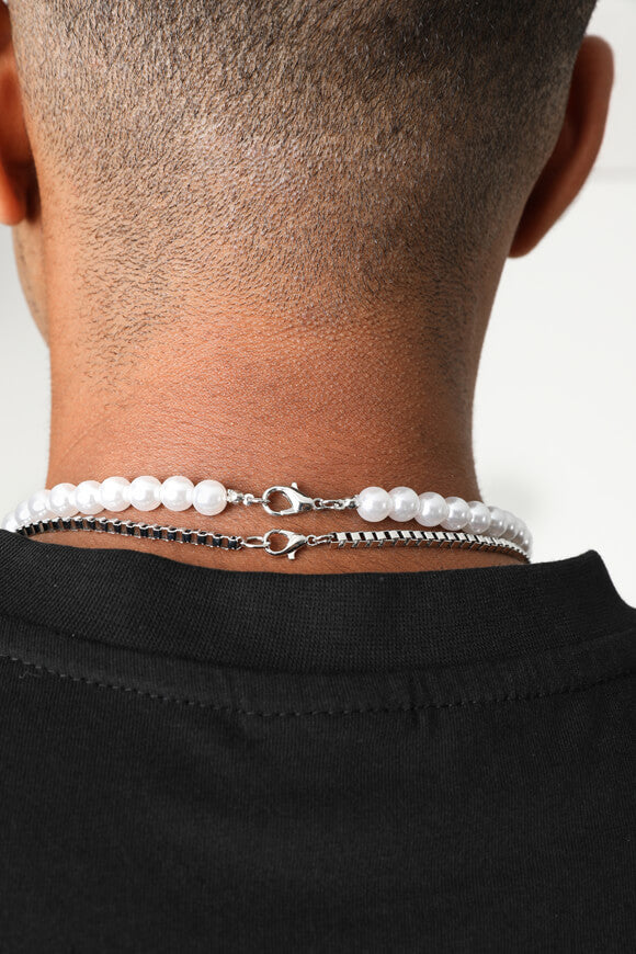 Lot de 2 colliers - Argenté + Blanc