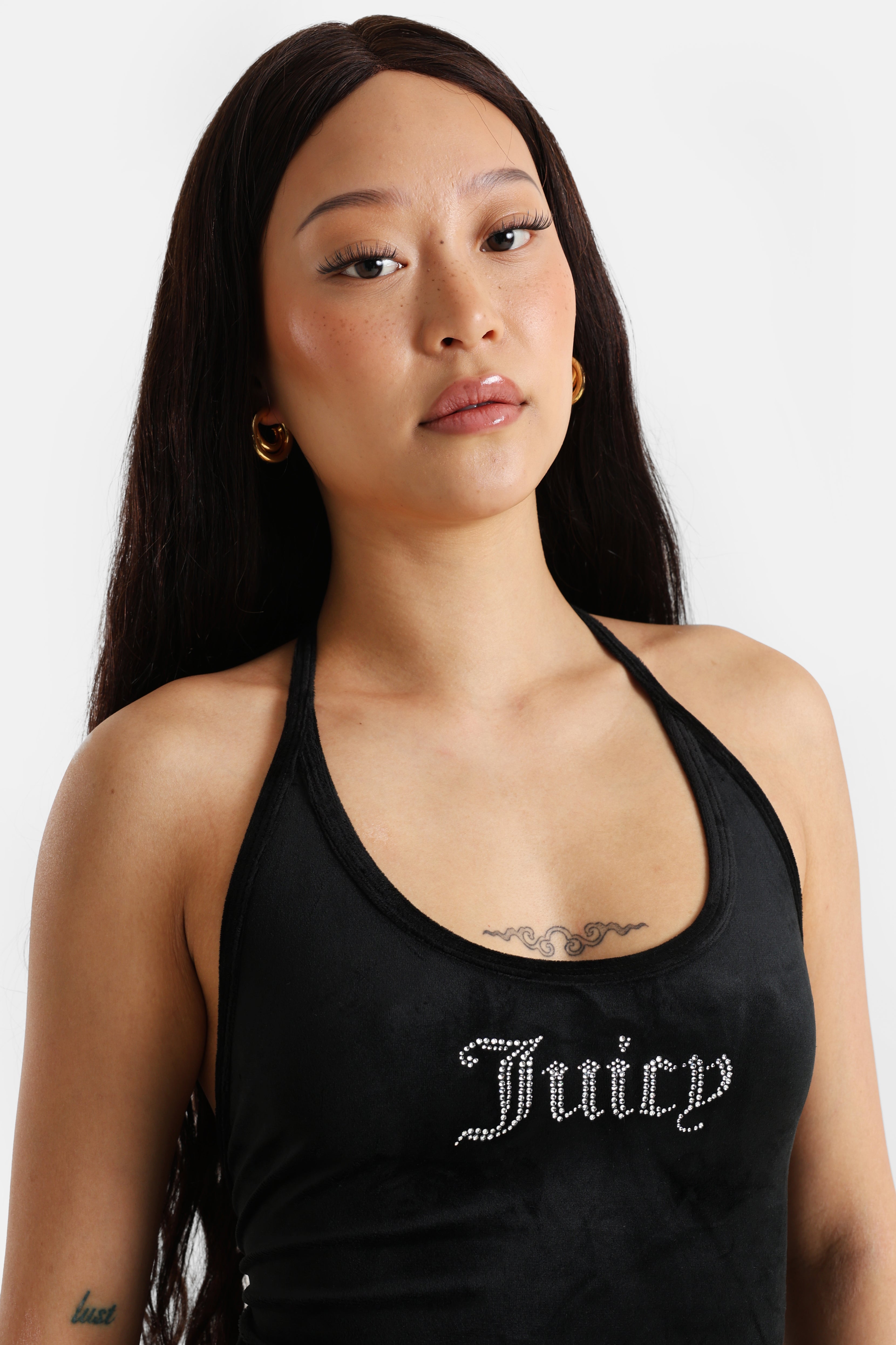 Mini robe dos nu en velours - Black