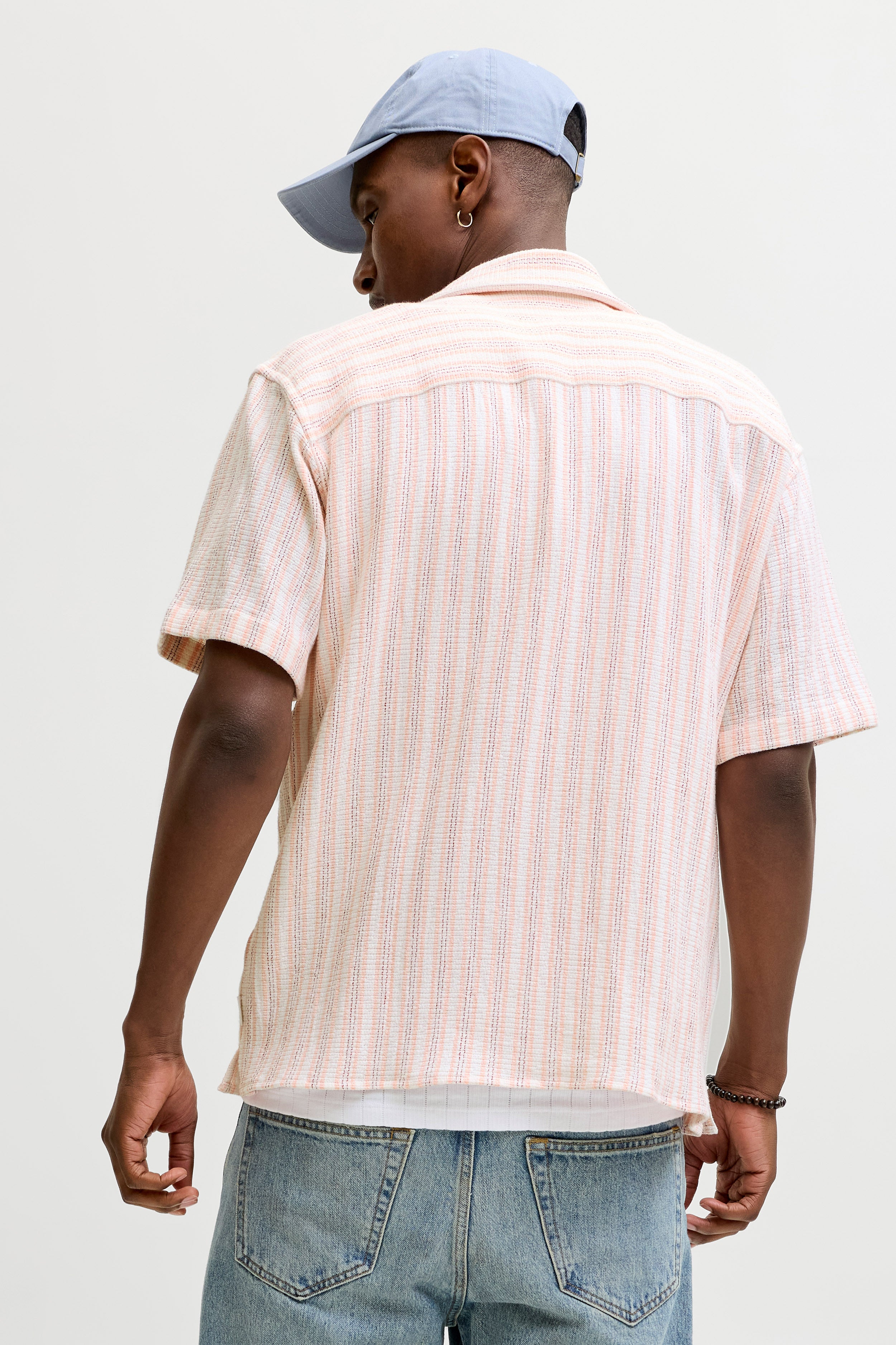 JORCOBA Strukturiertes Oversize Hemd - Peach Melba