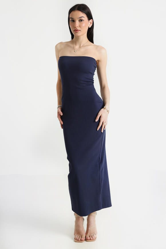 Ribbed bandeau maxi dress - navy blue