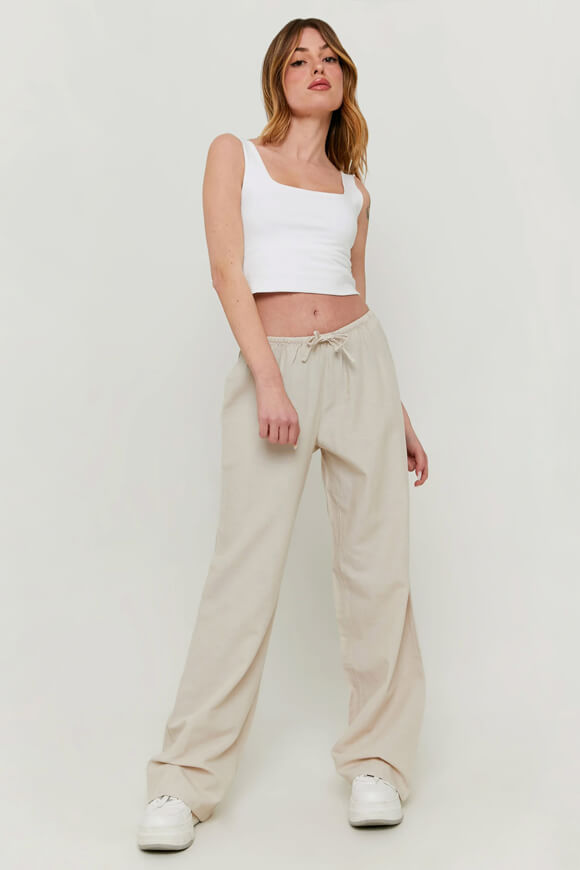 Wide Leg Leinenhose - Beige
