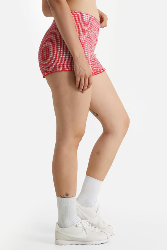 Smocked fabric shorts - Red + White