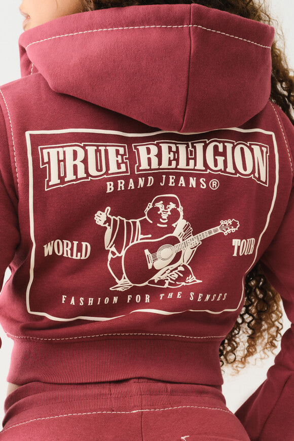 Shrunken Crop Kapuzensweatshirt - Cordovan