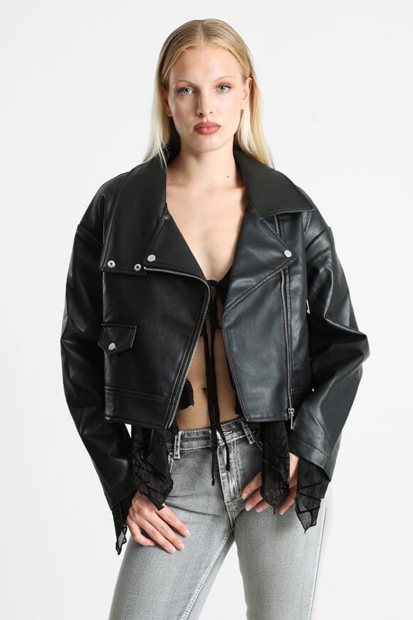 Oversized faux leather jacket - Black
