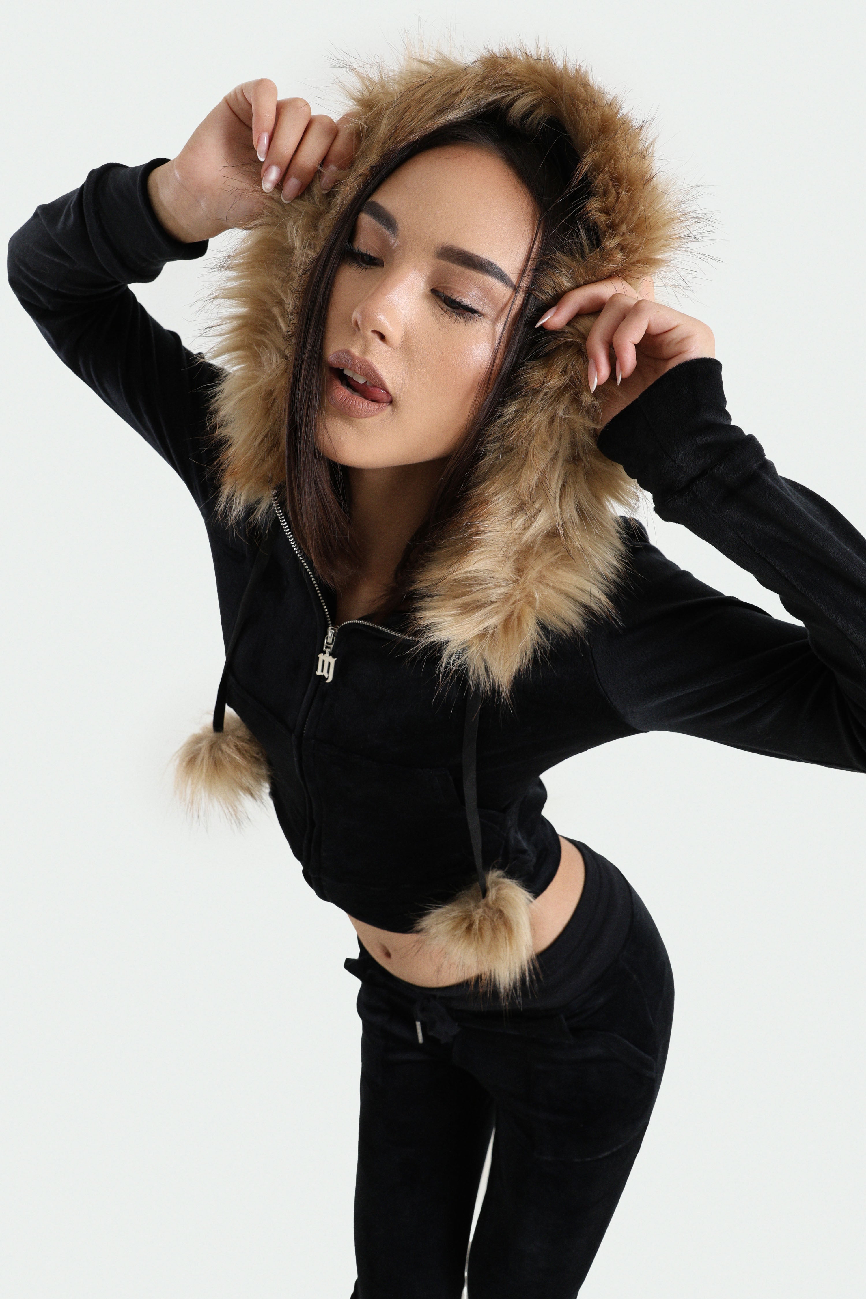 Veste courte en velours - Noir