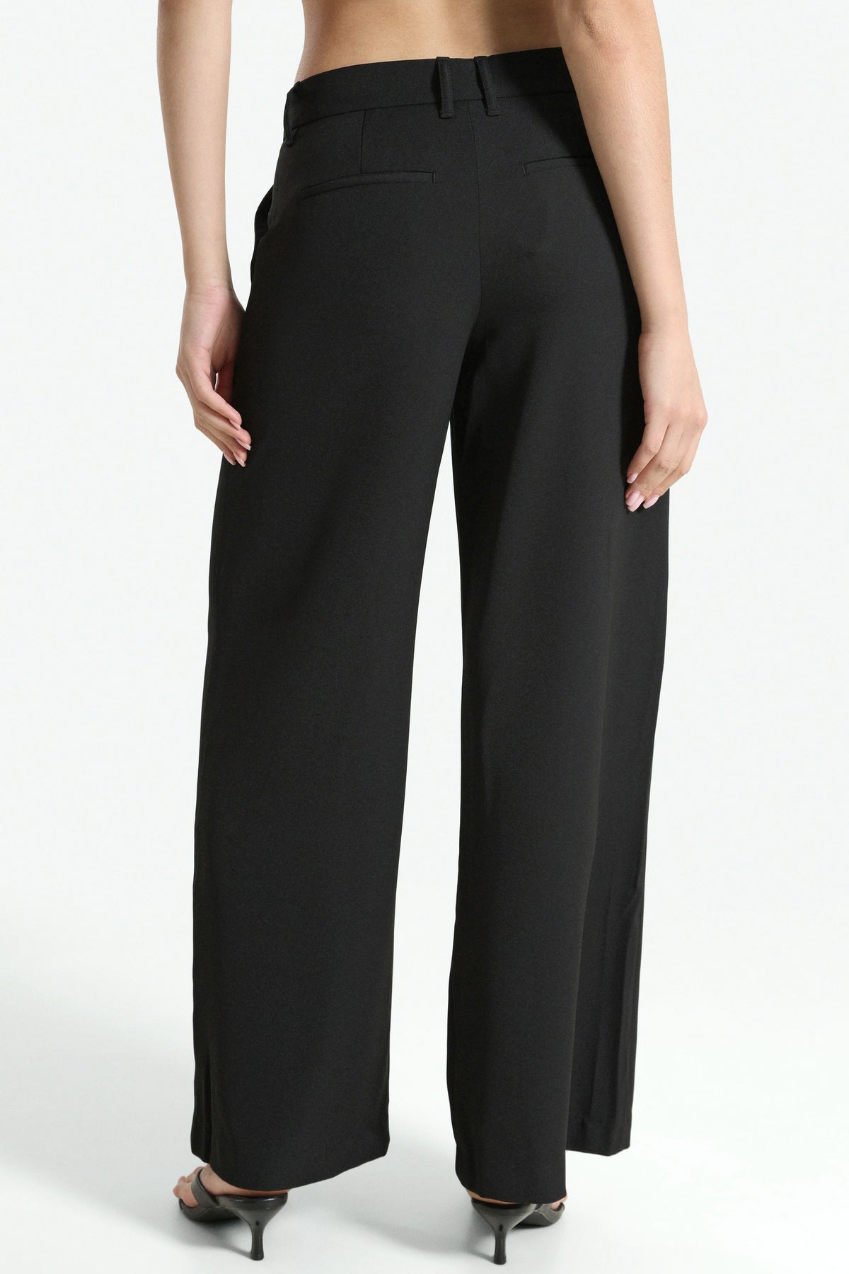 Pantalon wide leg en tissu - Noir