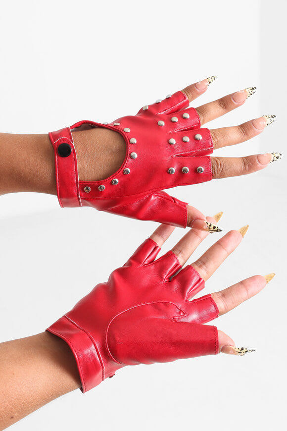 Kunstleder Kurzfingerhandschuhe - Red