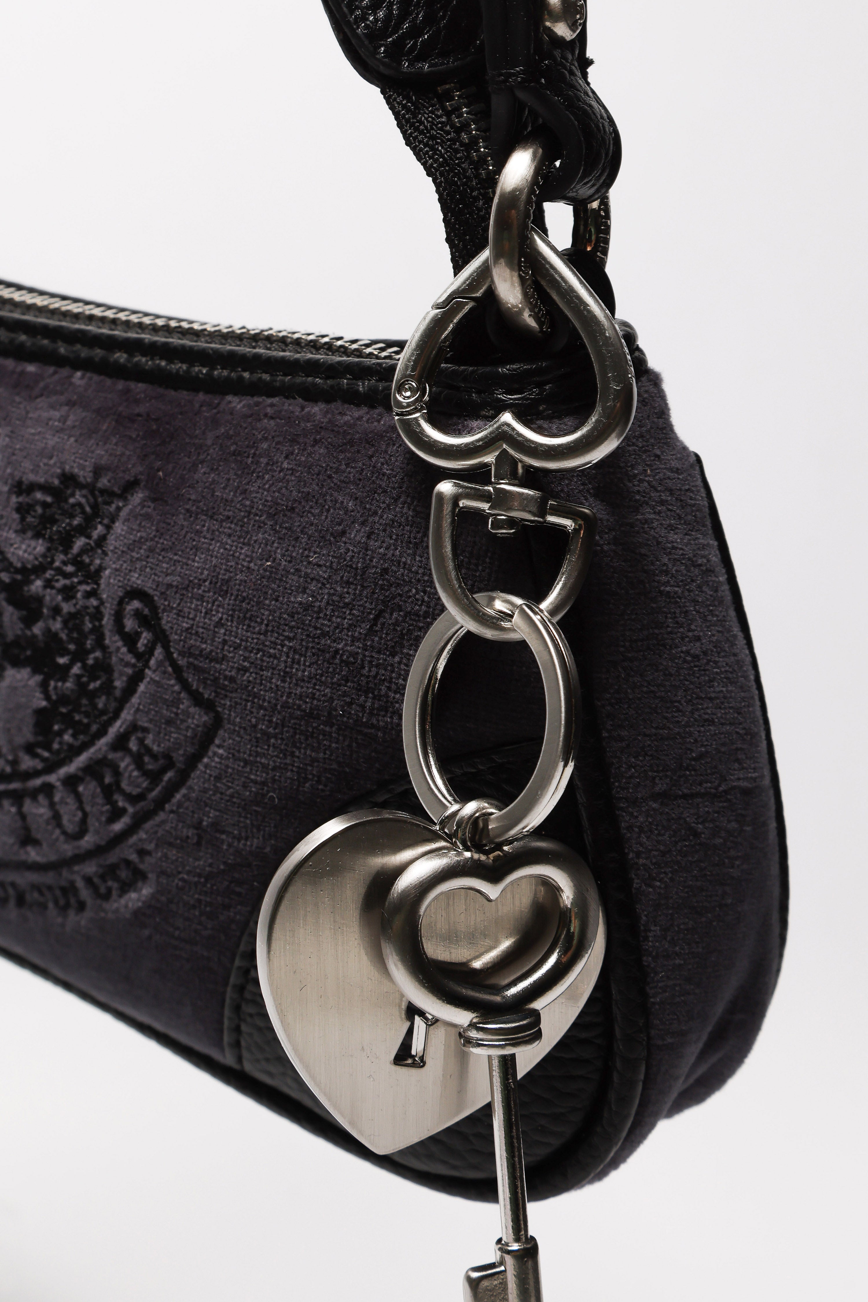 Mini sac à main et à bandoulière en velours - Dark Grey + Black