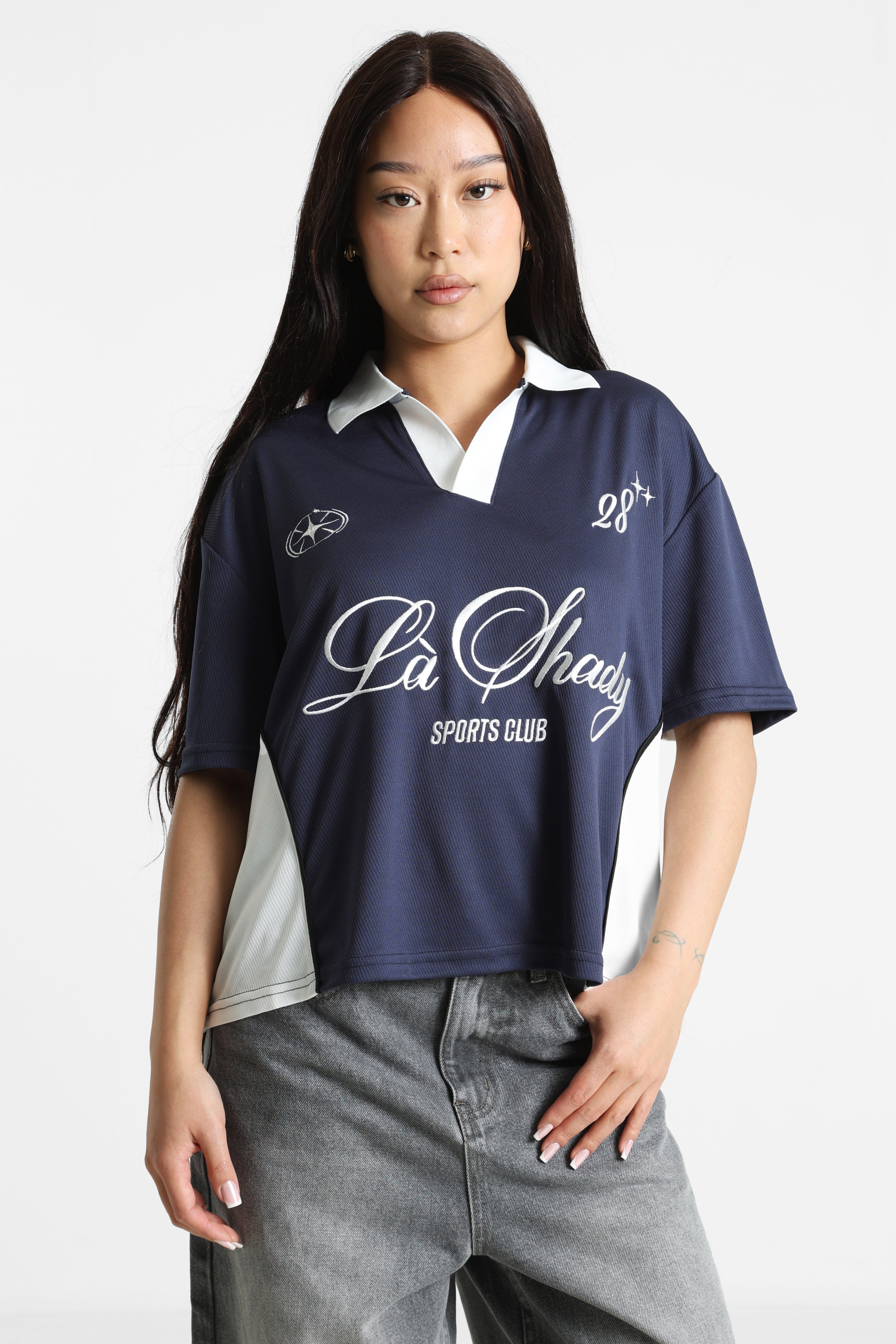 Oversize T-Shirt - Marineblau + Offwhite