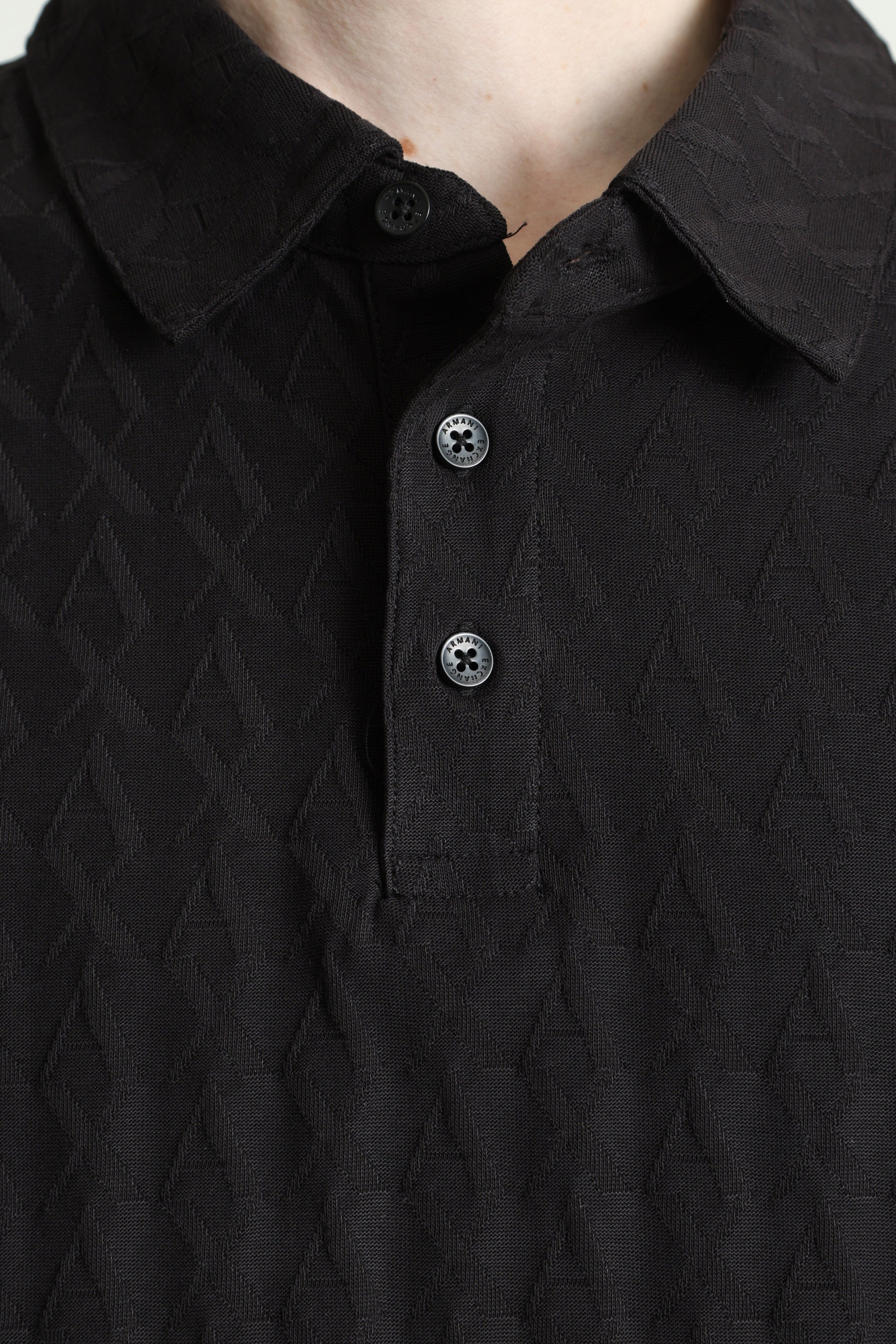 Strukturiertes Poloshirt - Black