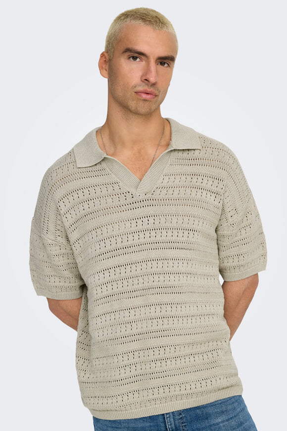 Grayson knitted polo - Silver Lining