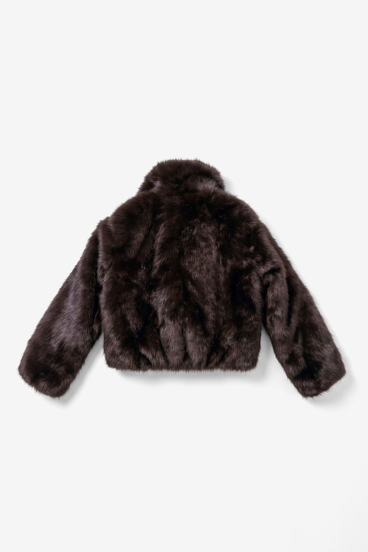 Manteau court en fourrure synthétique - Brun foncé