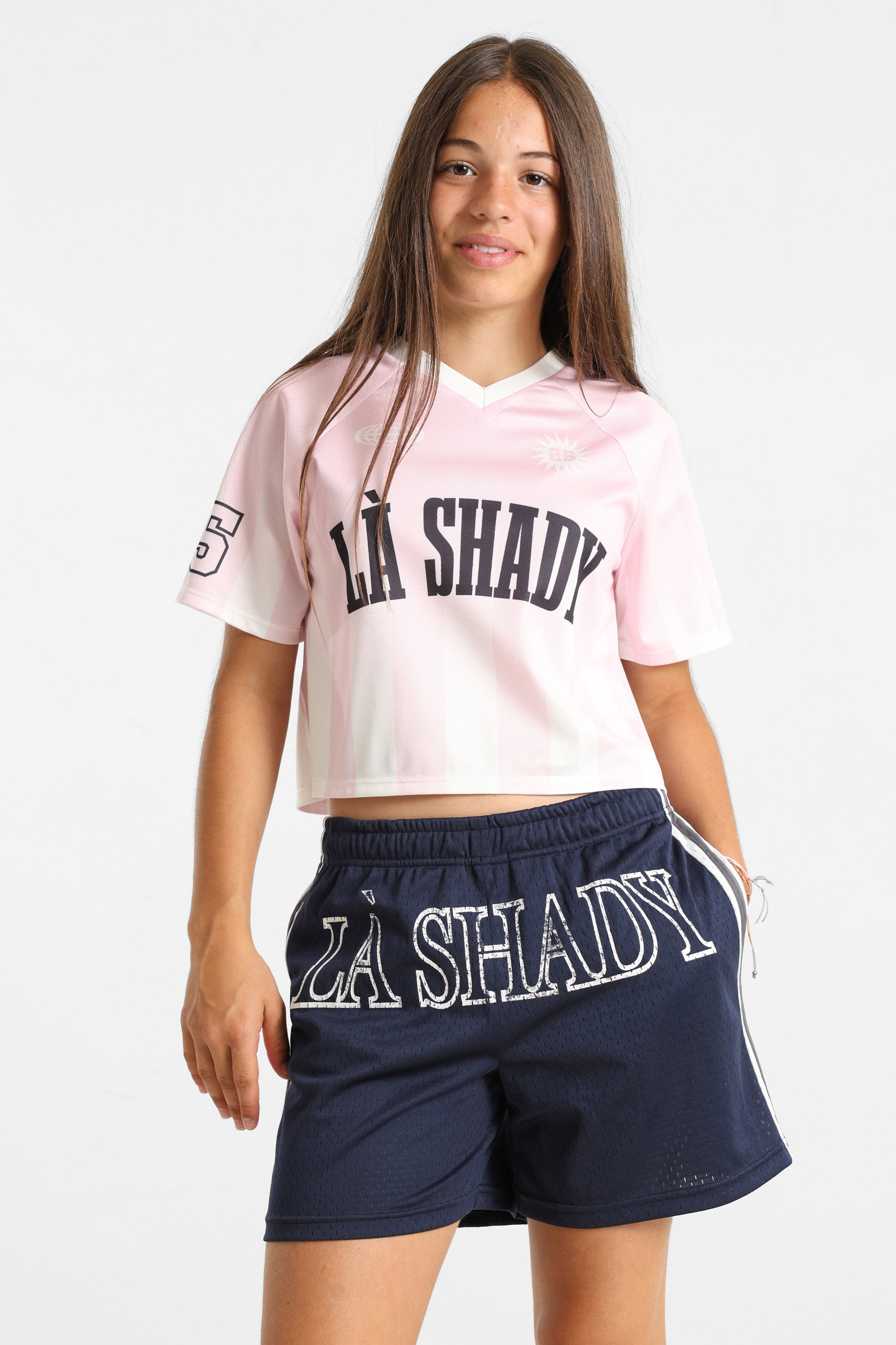 T-shirt corta in mesh - Rosa chiaro