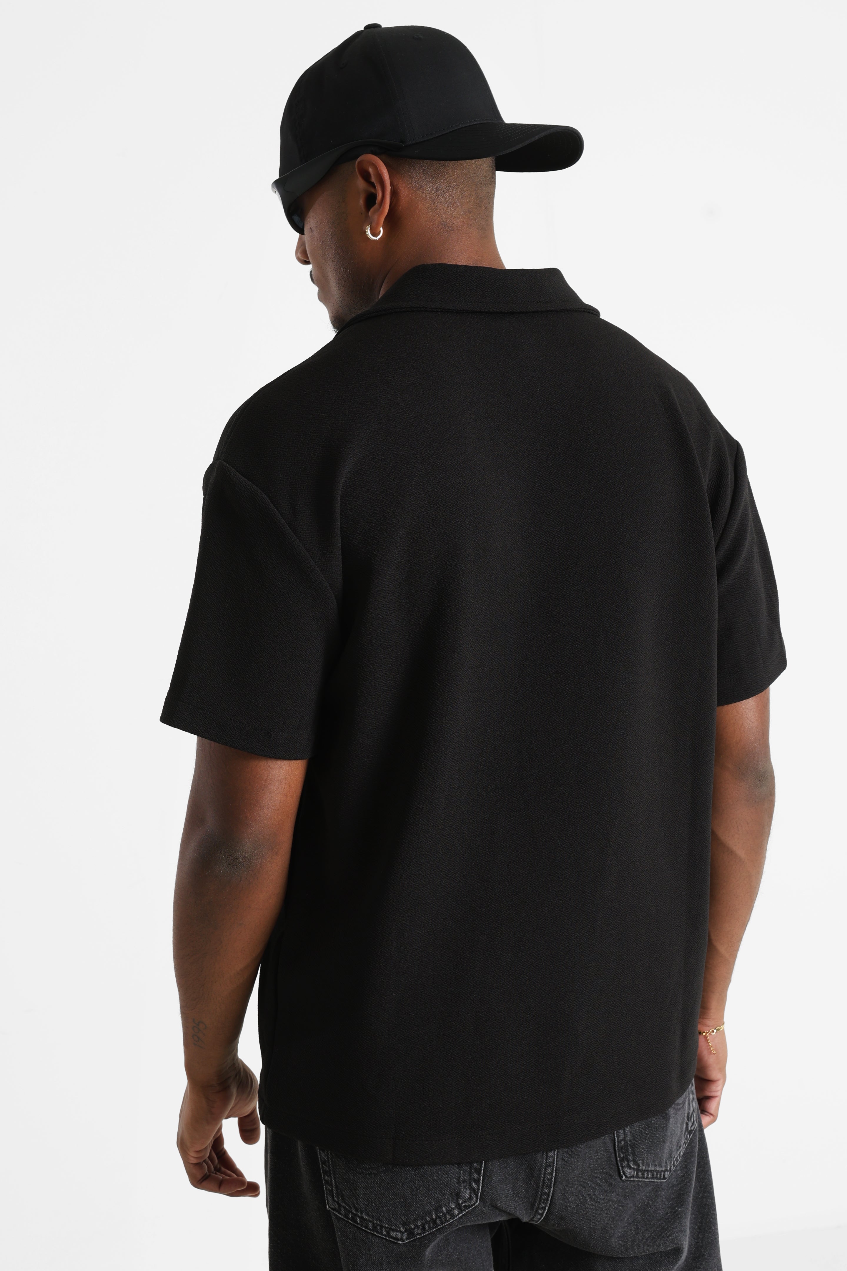 Camicia in seersucker - Nero