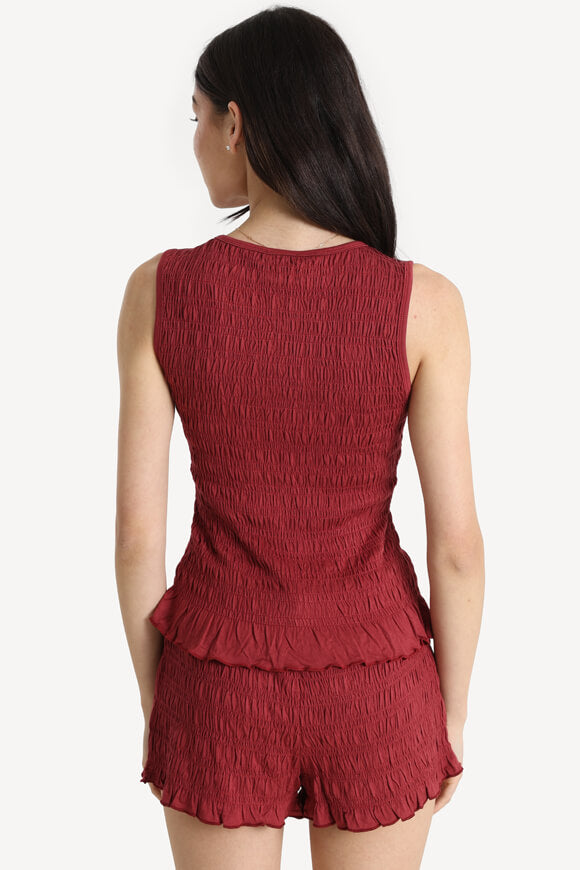 Gesmoktes Top - Bordeaux