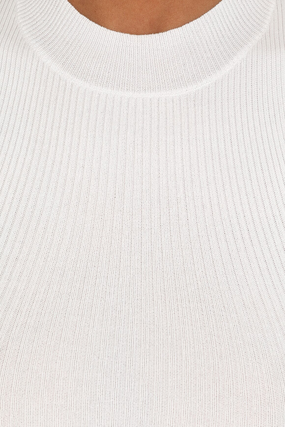 Ribbed crop knit top - white