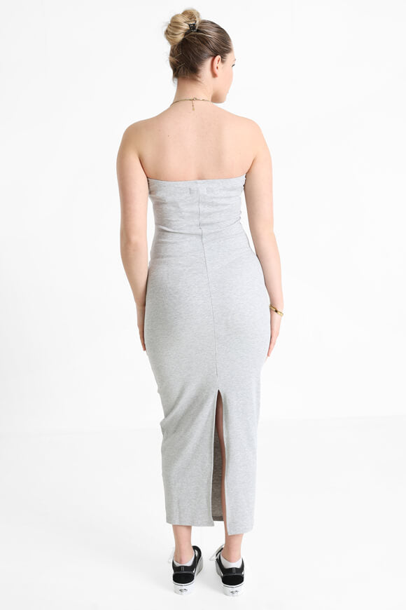 Ribbed bandeau maxi dress - mottled gray